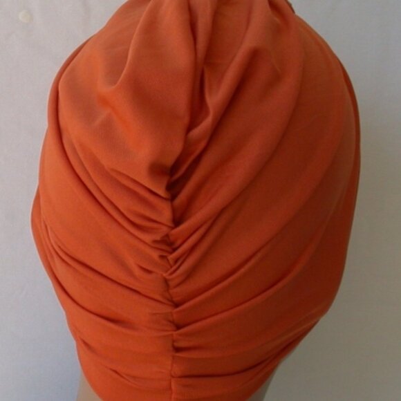 Pumpkin Orange Instant Turban Cap Fun and Flirty Fashion Hat - Picture 3 of 3